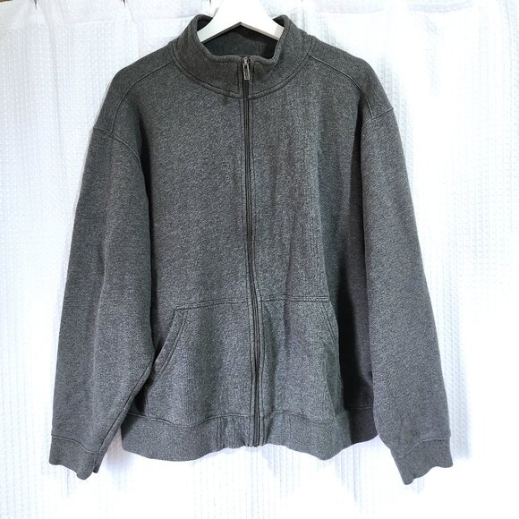 LL Bean Sweater Jacket Men's XL Regular Gray Fleece Lined Full Zip Casual - Picture 1 of 10